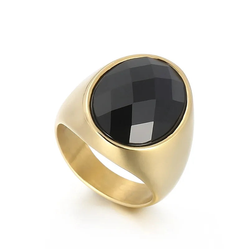 Wholesale Jewelry Basic Geometric Color Block Stainless Steel 18K Gold Plated Plating Rings