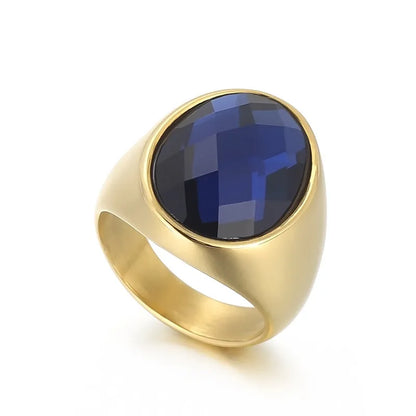 Wholesale Jewelry Basic Geometric Color Block Stainless Steel 18K Gold Plated Plating Rings