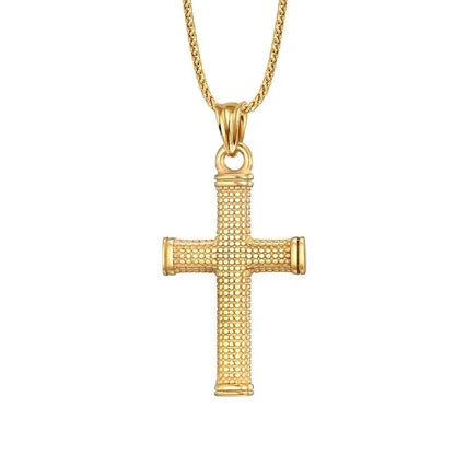 Basic Geometric Cross Titanium Steel Plating Men'S Pendant Necklace