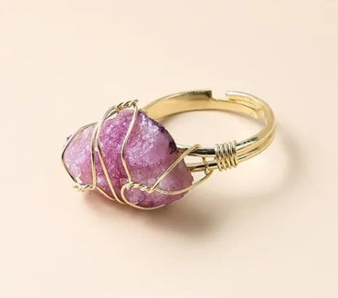 Basic Geometric Natural Stone Irregular Open Ring