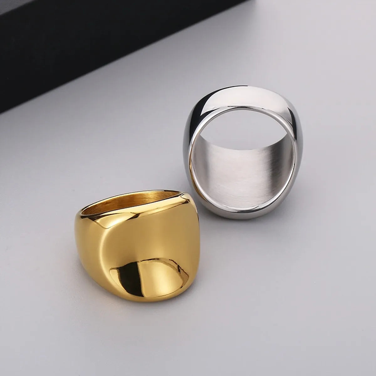 Basic Geometric Stainless Steel Plating 18K Gold Plated Men's Rings