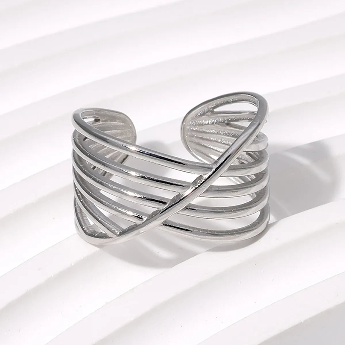 Basic Geometric Stainless Steel Plating Open Rings