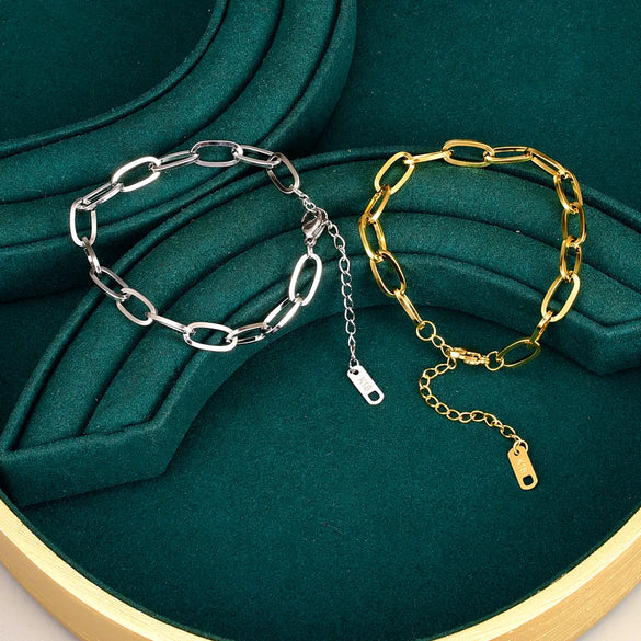 Basic Geometric 304 Stainless Steel Titanium Steel 18K Gold Plated Bracelets In Bulk