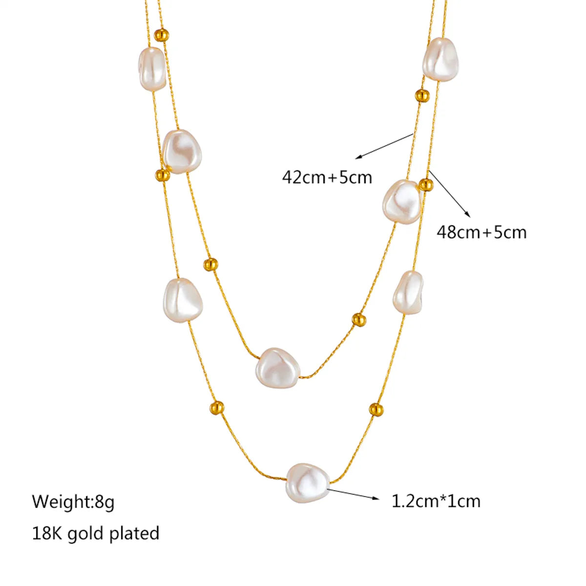 Basic Geometric Titanium Steel Gold Plated Artificial Pearls Necklace 1 Piece