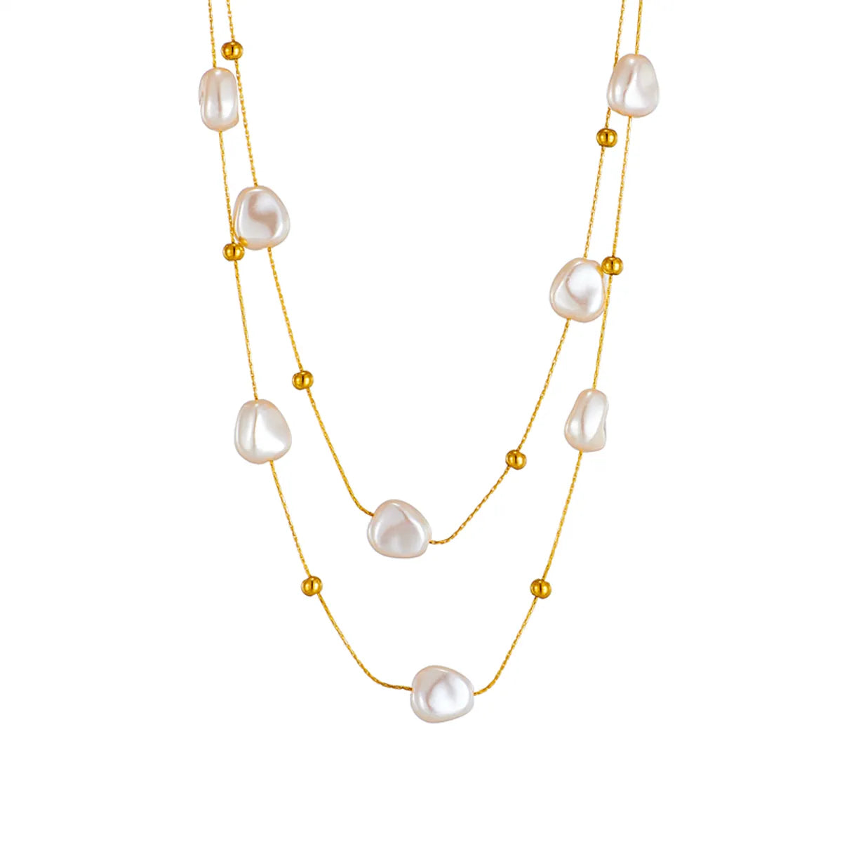 Basic Geometric Titanium Steel Gold Plated Artificial Pearls Necklace 1 Piece