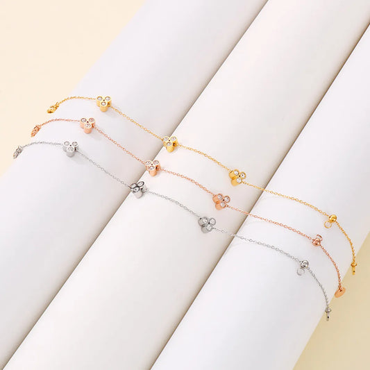 Basic Geometric Titanium Steel Inlay Zircon Bracelets