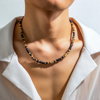 Basic Geometric Wooden Beads Beaded Men'S Necklace