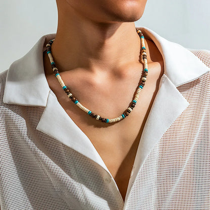 Basic Geometric Wooden Beads Beaded Men'S Necklace