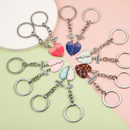 Basic Heart Shape Alloy Epoxy Plating Diamond Artificial Diamond Magnet Women'S Bag Pendant Keychain