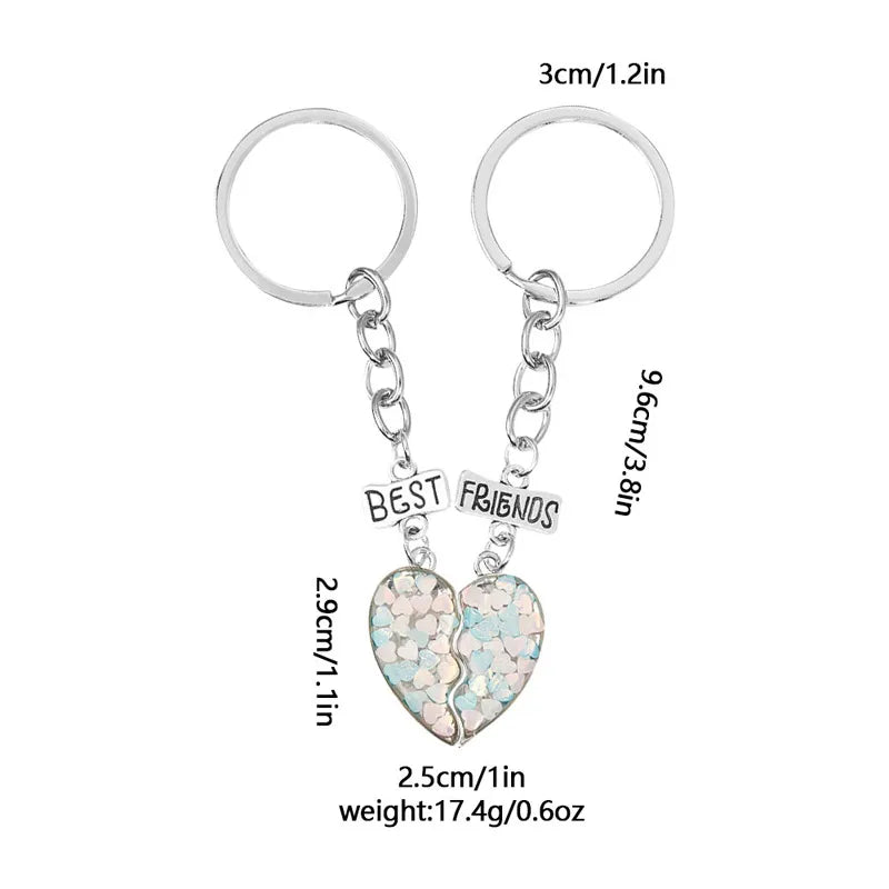 Basic Heart Shape Alloy Epoxy Plating Diamond Artificial Diamond Magnet Women'S Bag Pendant Keychain