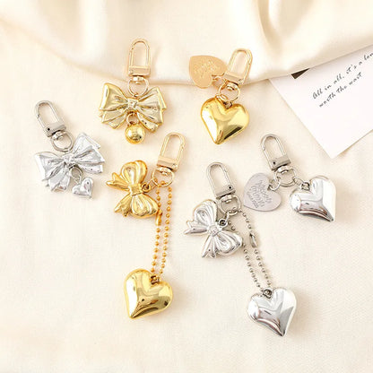 Basic Heart Shape Bow Knot Arylic Bag Pendant Mobile Phone Chain Keychain