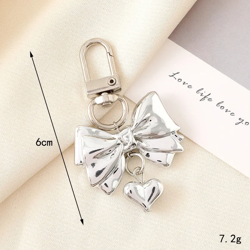 Basic Heart Shape Bow Knot Arylic Bag Pendant Mobile Phone Chain Keychain