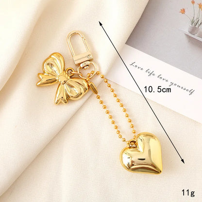 Basic Heart Shape Bow Knot Arylic Bag Pendant Mobile Phone Chain Keychain