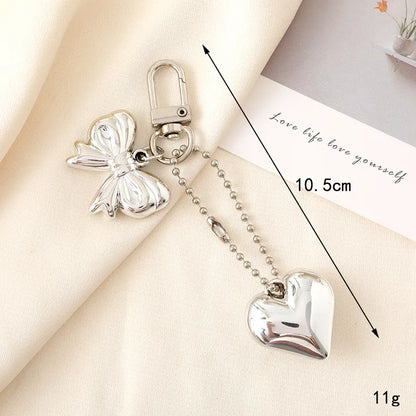 Basic Heart Shape Bow Knot Arylic Bag Pendant Mobile Phone Chain Keychain