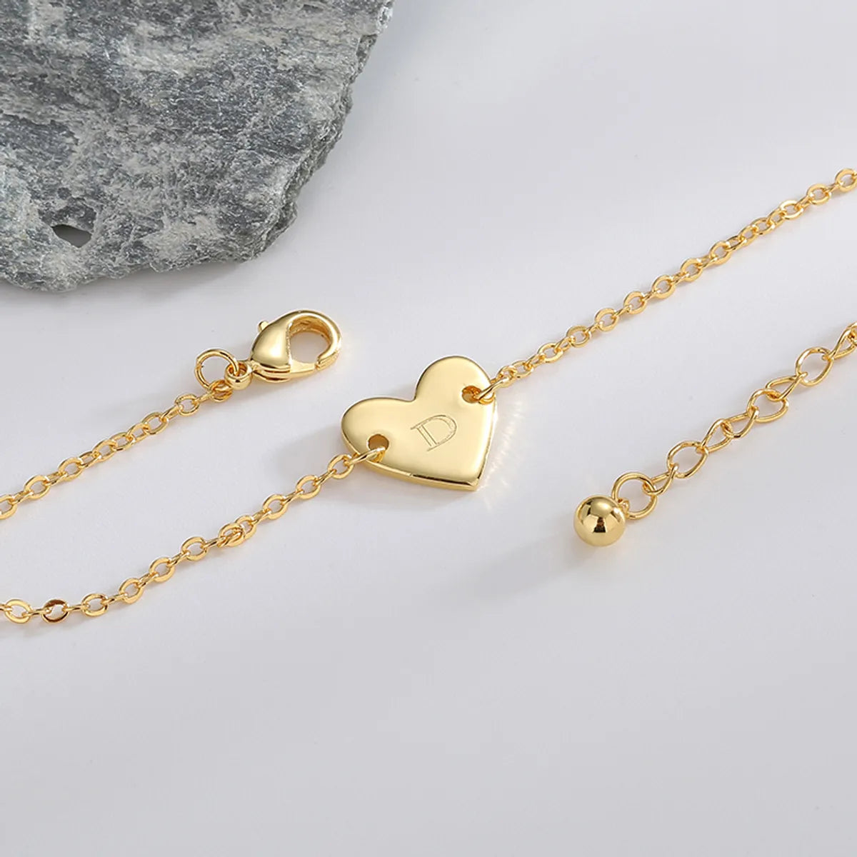 Basic Heart Shape Copper Plating 18k Gold Plated Bracelets