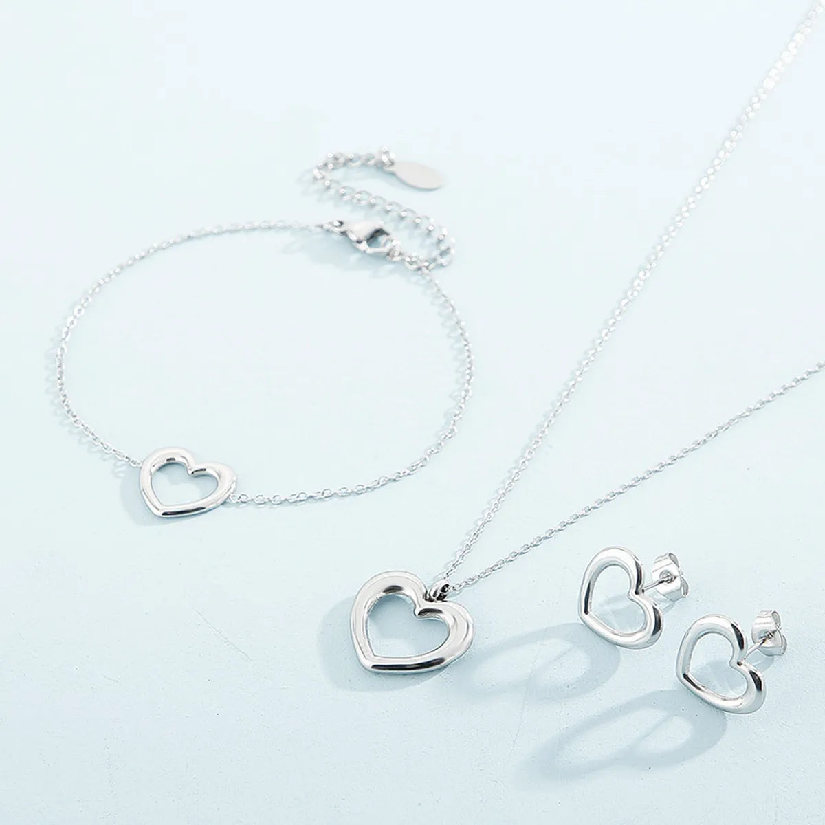 Basic Heart Shape Stainless Steel Titanium Steel Plating Jewelry Set