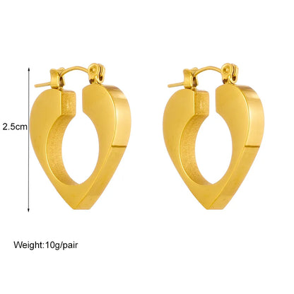 Basic Heart Shape Titanium Steel Plating Dangling Earrings 1 Pair