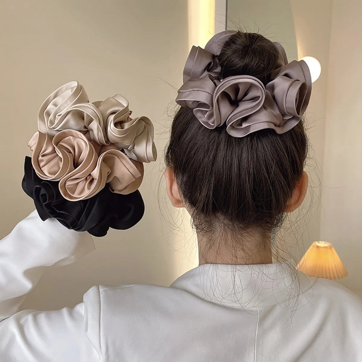 Basic Lady Classic Style Solid Color Cloth Hair Tie