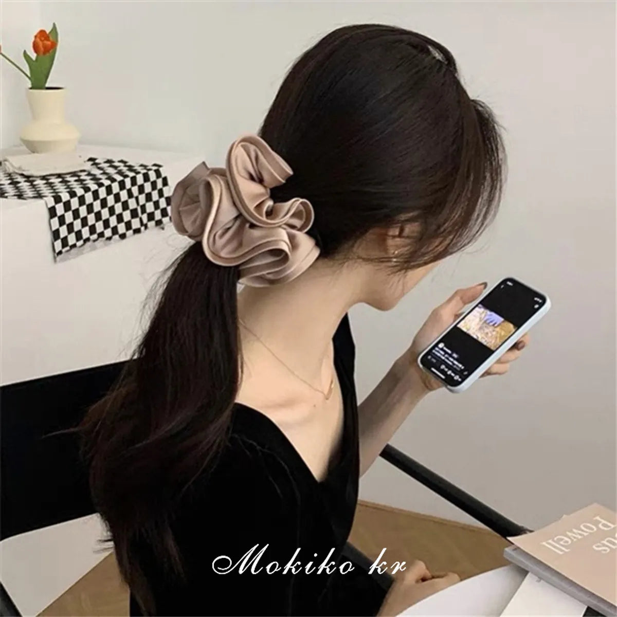 Basic Lady Classic Style Solid Color Cloth Hair Tie