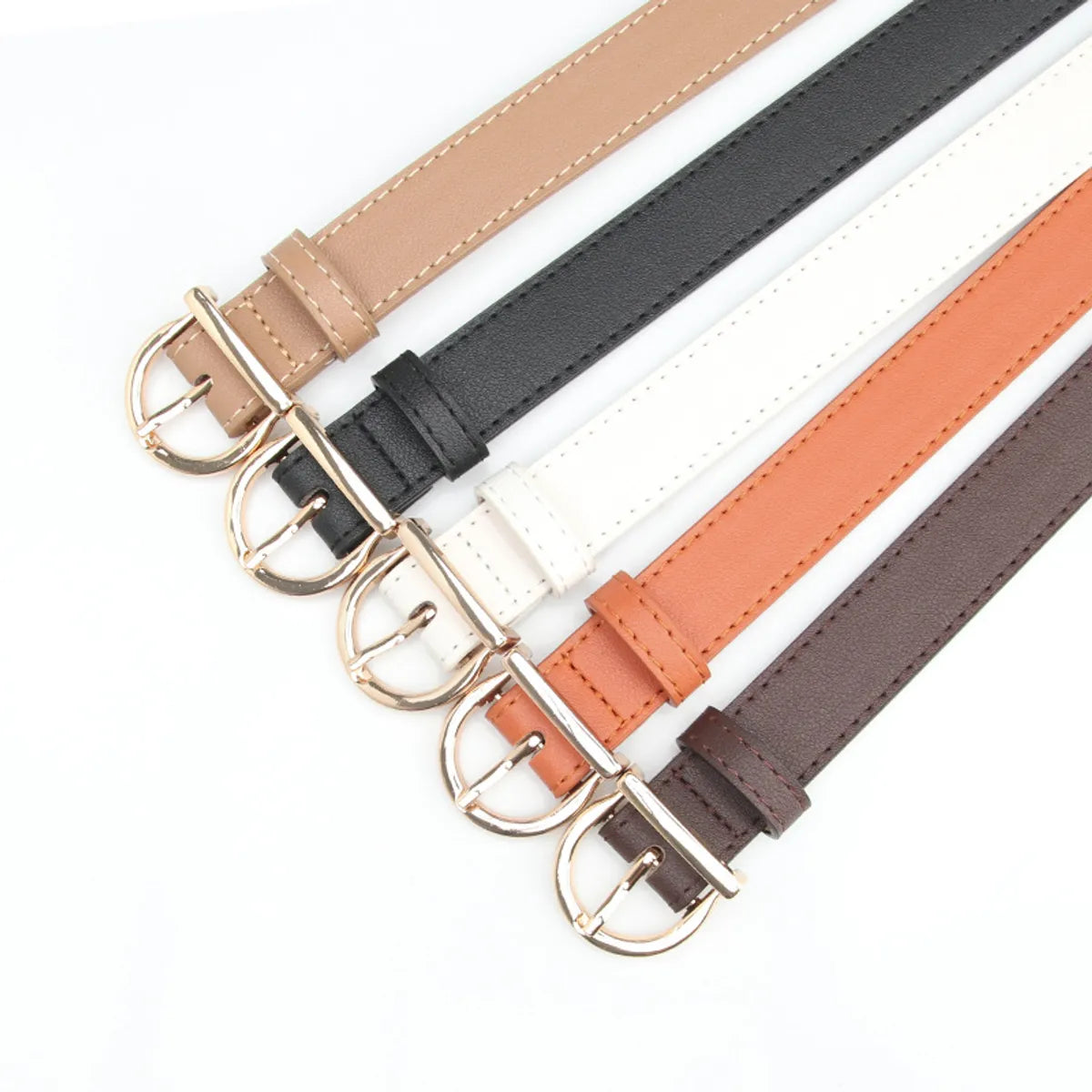 Basic Lady Simple Style Solid Color Pu Leather Alloy Women'S Leather Belts