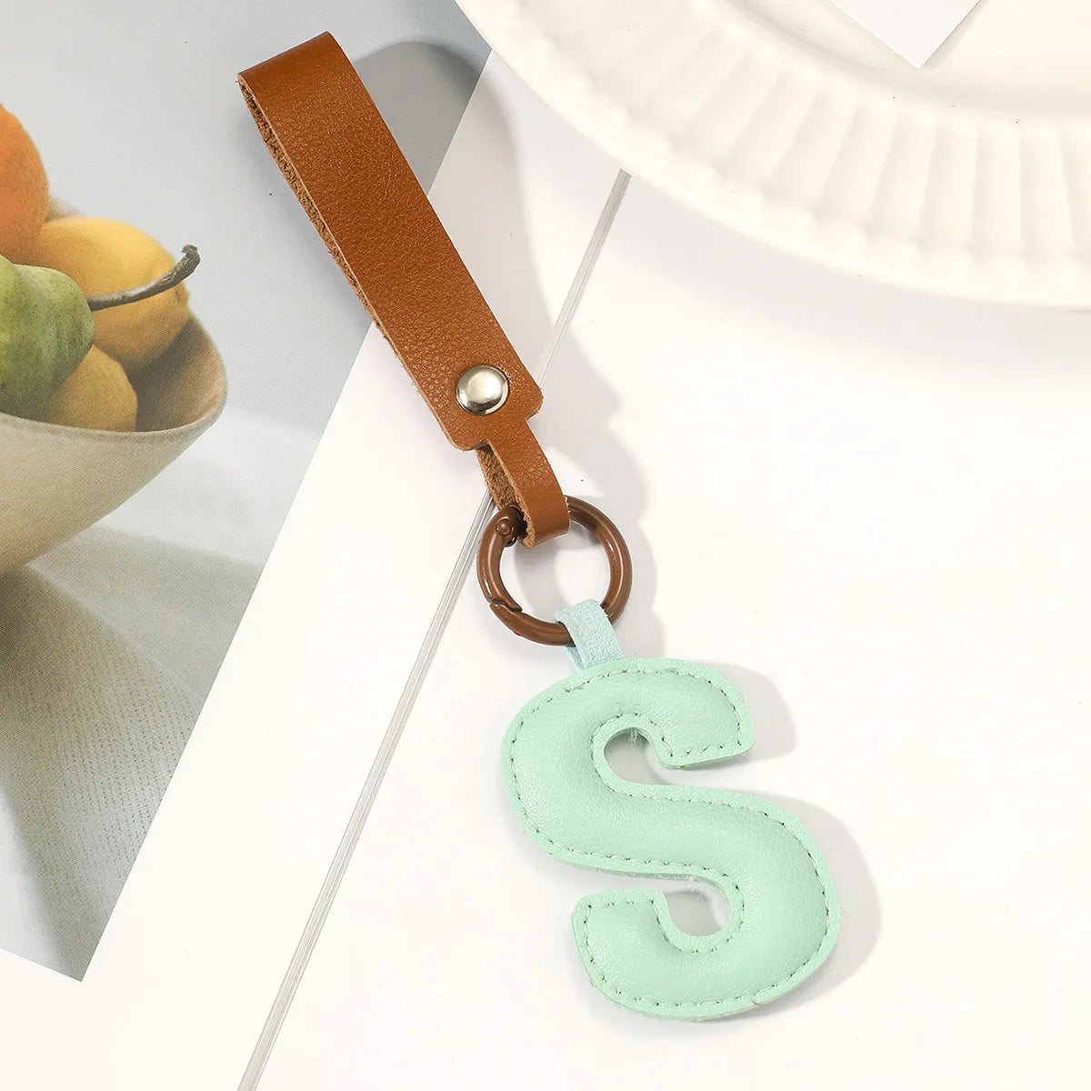 Basic Letter Pu Leather Unisex Bag Pendant Keychain