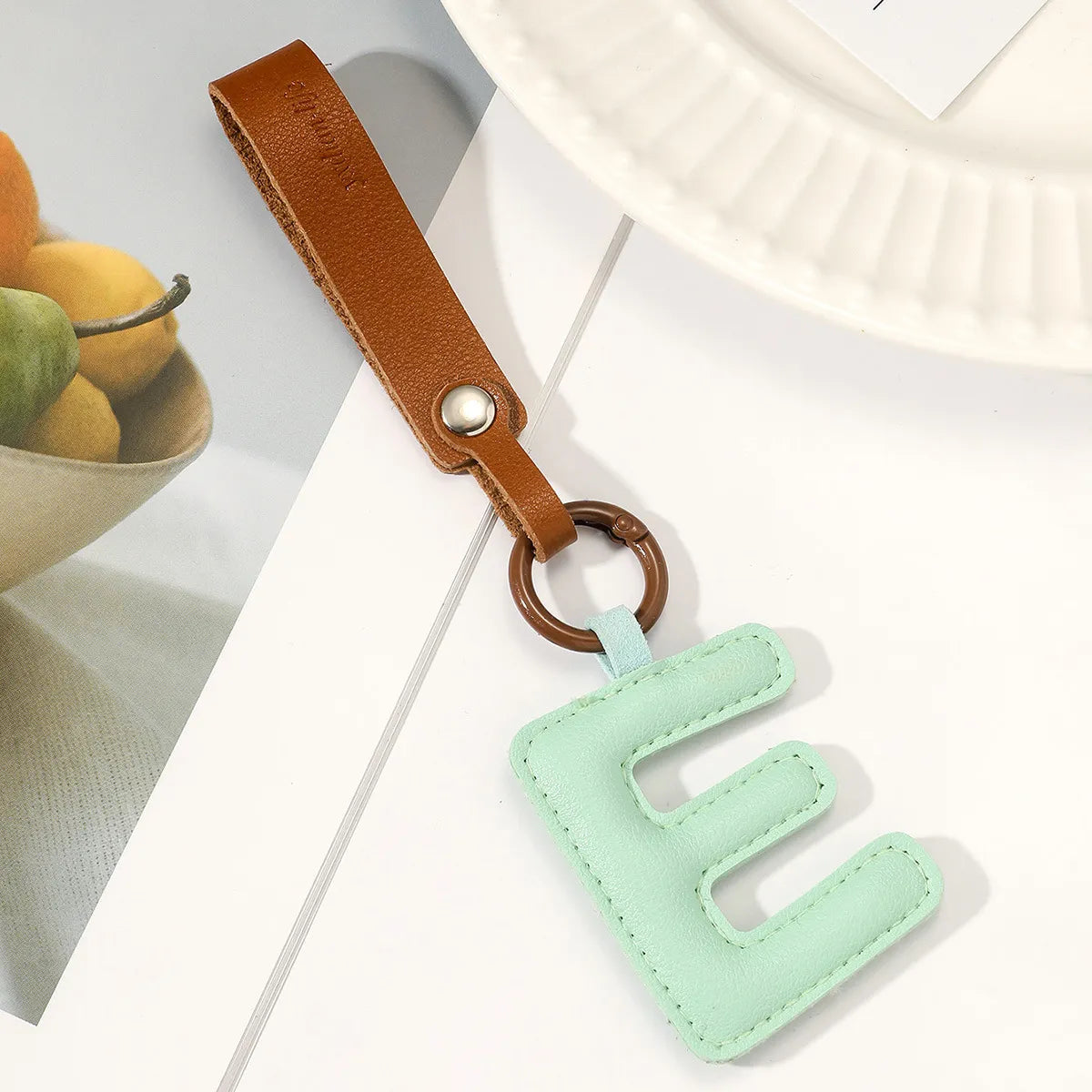 Basic Letter Pu Leather Unisex Bag Pendant Keychain