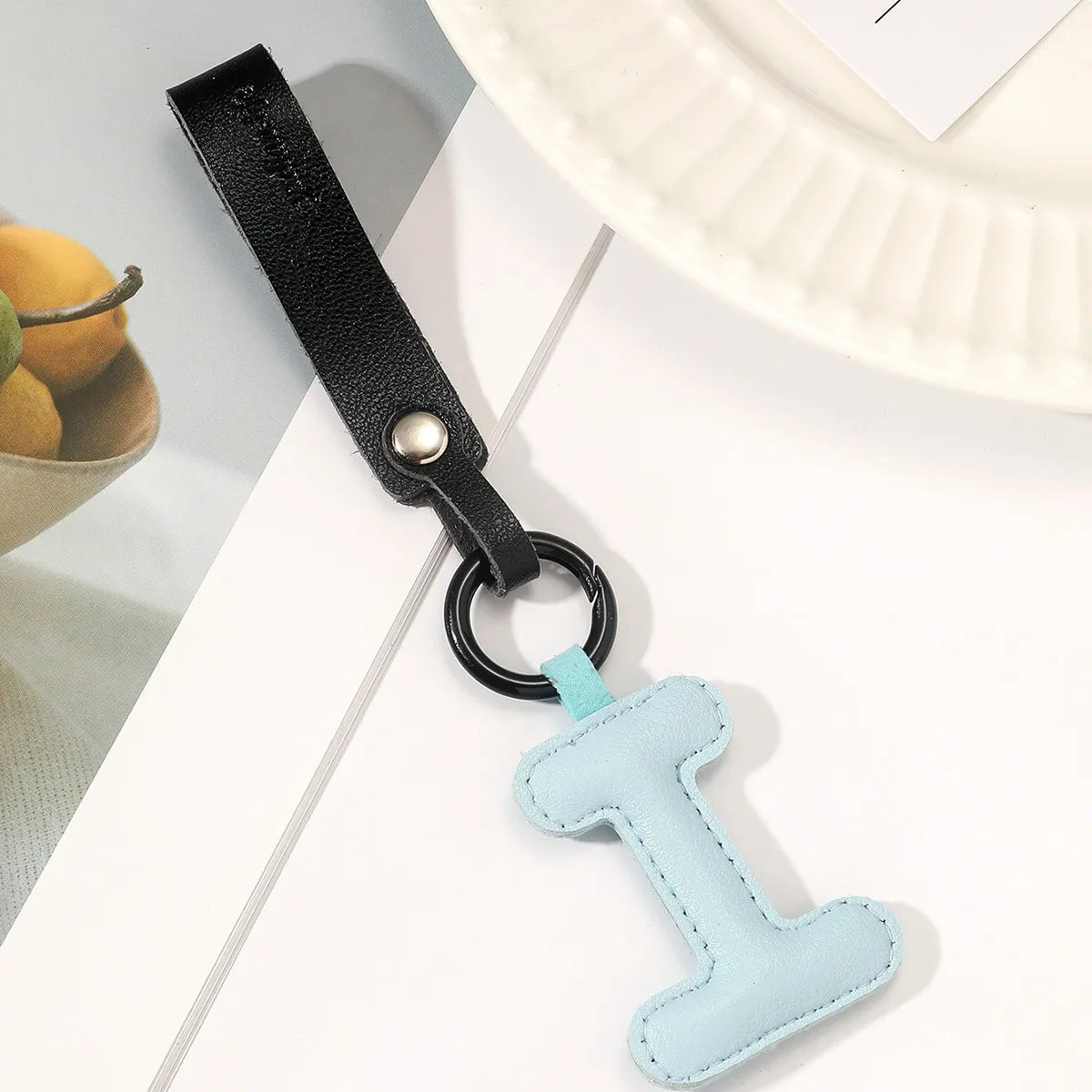 Basic Letter Pu Leather Unisex Bag Pendant Keychain