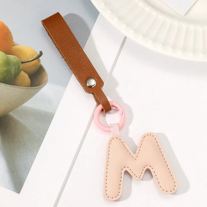 Basic Letter Pu Leather Unisex Bag Pendant Keychain