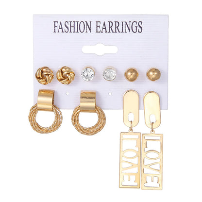 Basic Letter Solid Color Alloy Plating Women'S Drop Earrings Ear Studs