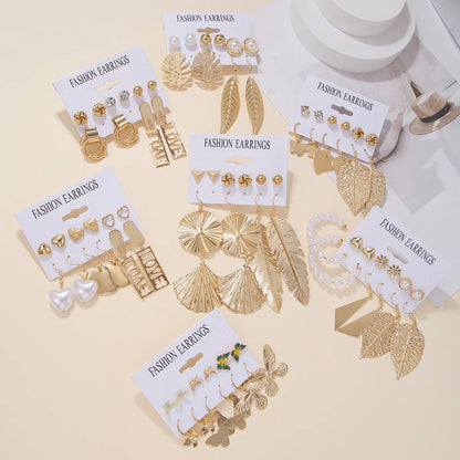 Basic Letter Solid Color Alloy Plating Women'S Drop Earrings Ear Studs