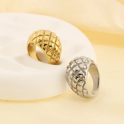 Basic Modern Style Classic Style Argyle 304 Stainless Steel 18K Gold Plated Rings In Bulk