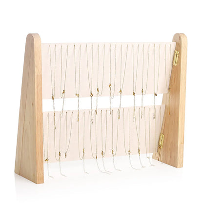 Basic Modern Style Classic Style Bevel Solid Wood Flannel Jewelry Display Jewelry Rack