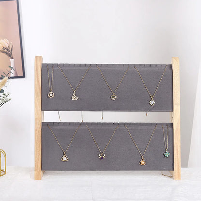 Basic Modern Style Classic Style Bevel Solid Wood Flannel Jewelry Display Jewelry Rack