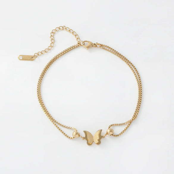 Basic Modern Style Classic Style Butterfly 304 Stainless Steel 18K Gold Plated Bracelets In Bulk