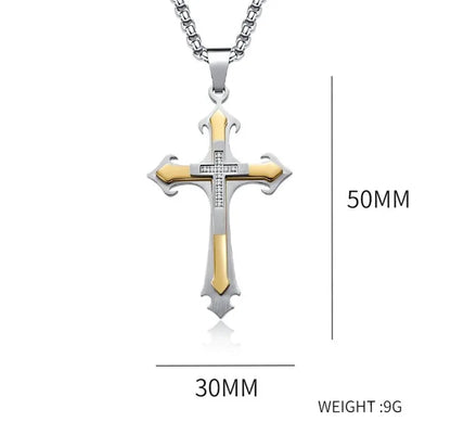 Basic Modern Style Classic Style Cross 304 Stainless Steel Inlay Zircon Men'S Pendant Necklace