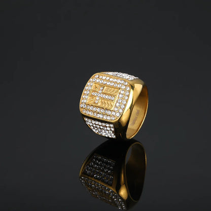 Basic Modern Style Classic Style Cross 304 Stainless Steel Polishing Inlay Rhinestones Men'S Rings