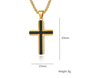 Basic Modern Style Classic Style Cross Titanium Steel Plating Inlay Solid Carbon Fiber Men'S Pendant Necklace