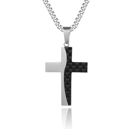 Basic Modern Style Classic Style Cross Titanium Steel Plating Men'S Pendant Necklace