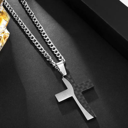 Basic Modern Style Classic Style Cross Titanium Steel Plating Men'S Pendant Necklace