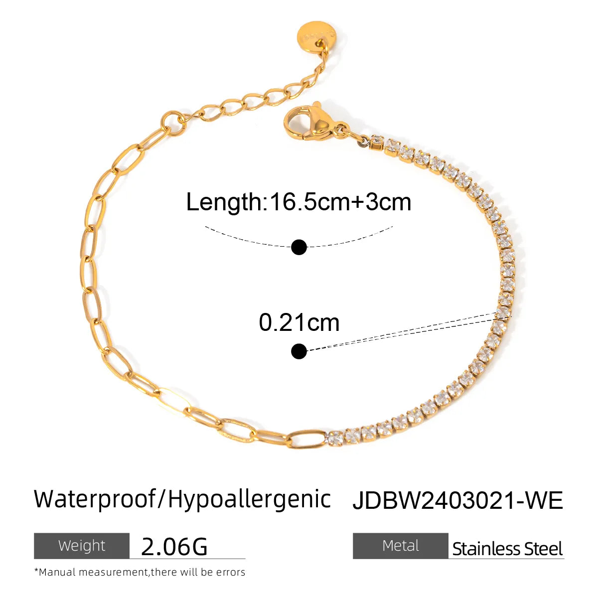 Basic Modern Style Classic Style Geometric 304 Stainless Steel Zircon Bracelets In Bulk