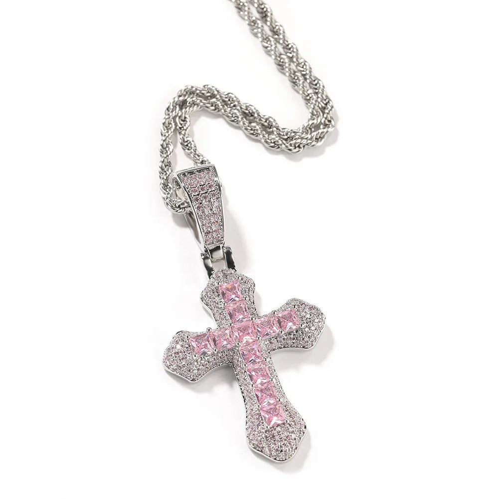 Basic Modern Style Classic Style Geometric Cross 304 Stainless Steel Copper Inlay Zircon Men'S Pendant Necklace