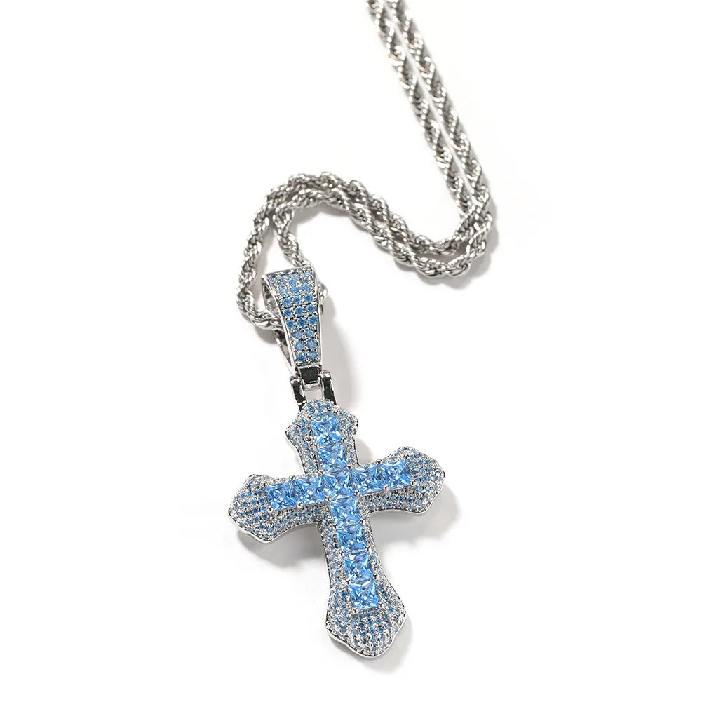 Basic Modern Style Classic Style Geometric Cross 304 Stainless Steel Copper Inlay Zircon Men'S Pendant Necklace