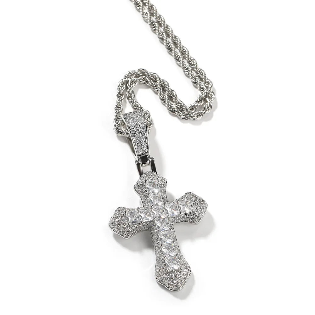 Basic Modern Style Classic Style Geometric Cross 304 Stainless Steel Copper Inlay Zircon Men'S Pendant Necklace