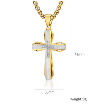 Basic Modern Style Classic Style Geometric Cross Titanium Steel Plating Inlay Zircon Men'S Pendant Necklace