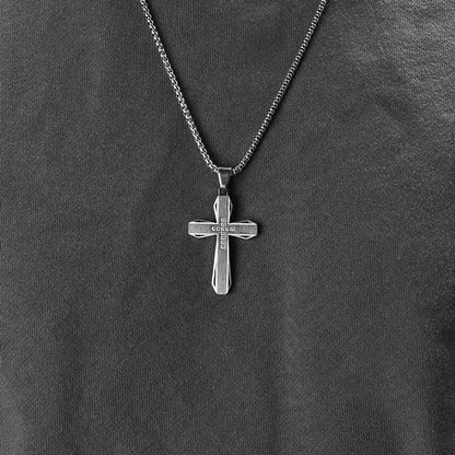 Basic Modern Style Classic Style Geometric Cross Titanium Steel Plating Inlay Zircon Men'S Pendant Necklace