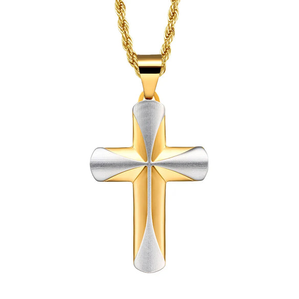 Basic Modern Style Classic Style Geometric Cross Titanium Steel Plating Men'S Pendant Necklace