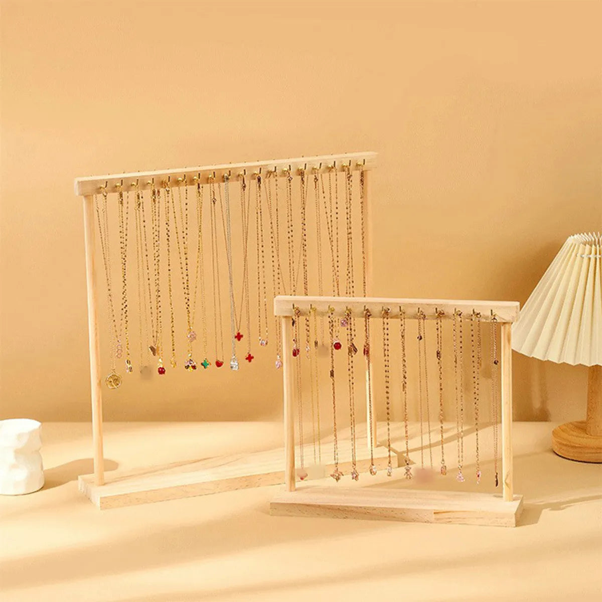 Basic Modern Style Classic Style Geometric Solid Wood Patchwork Jewelry Display Jewelry Rack