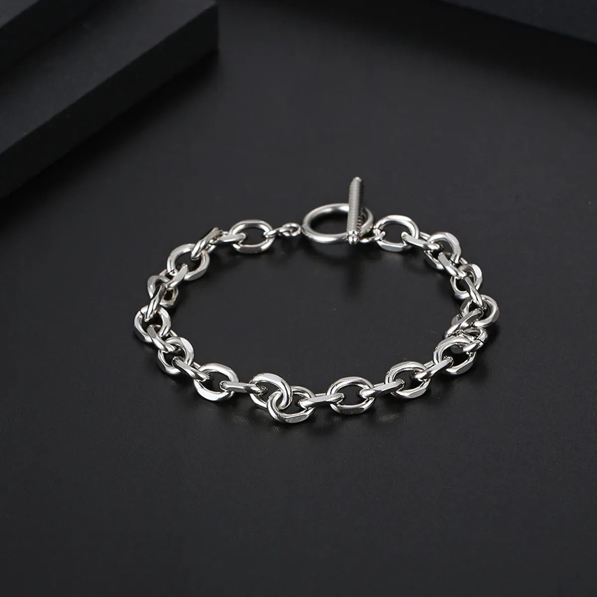 Basic Modern Style Classic Style Geometric Titanium Steel Polishing Chain Men'S Bracelets