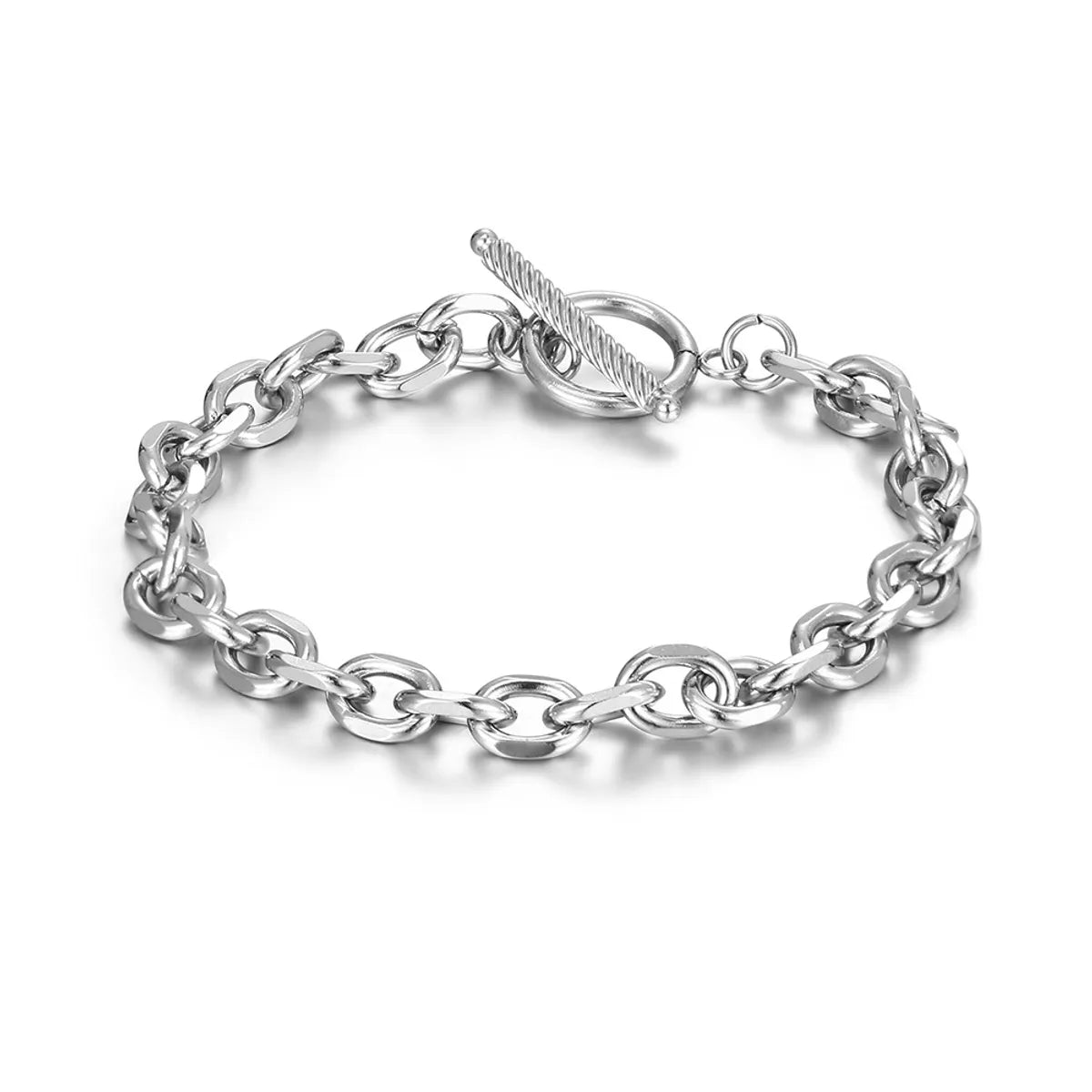 Basic Modern Style Classic Style Geometric Titanium Steel Polishing Chain Men'S Bracelets