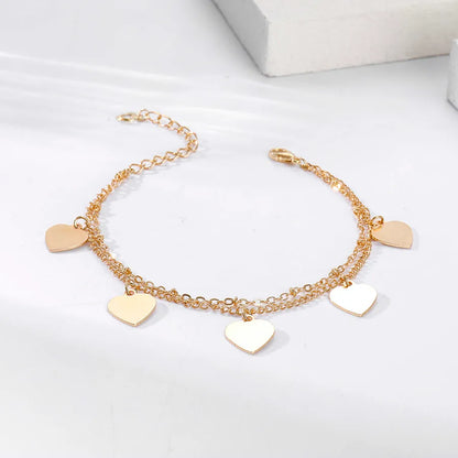 1PC Cheap Price Heart Charm Link Chain Bracelet Jewelry Silver Color Wholesale Price Girl Heart Bracelet Jewelry Women